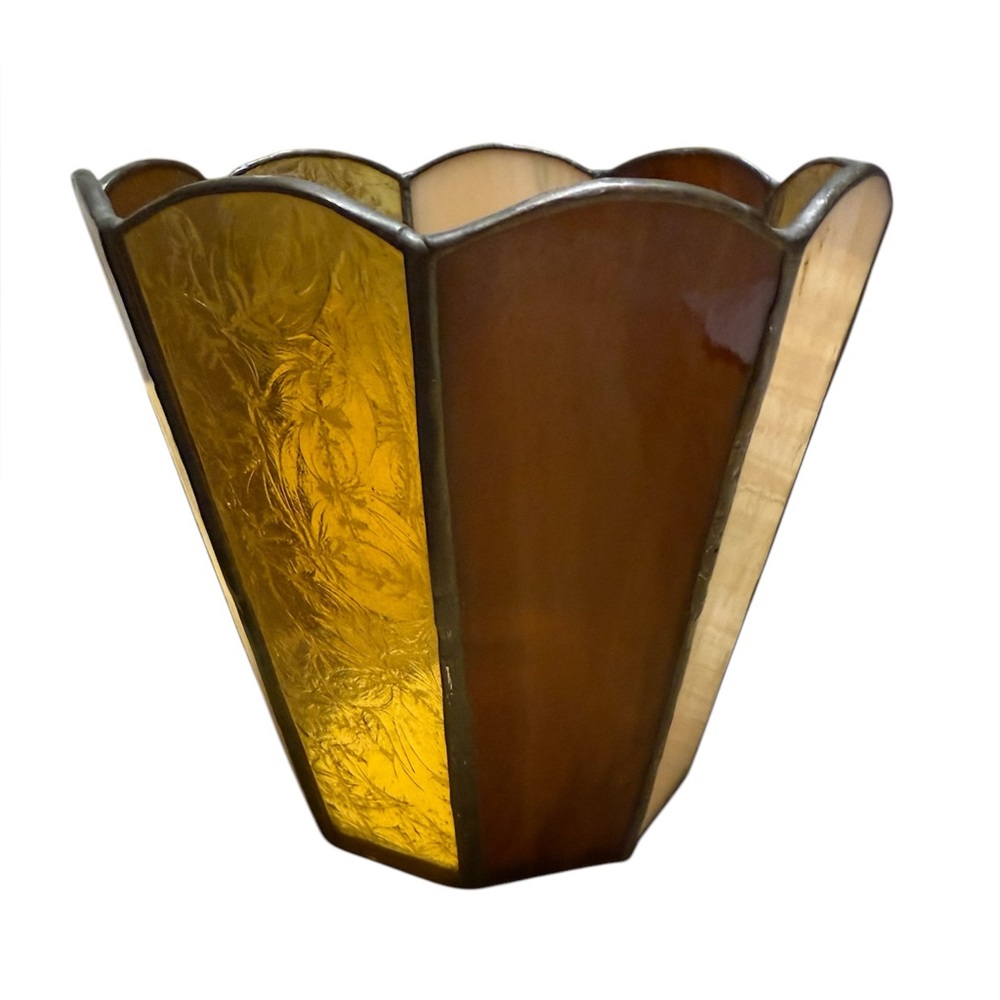 Vintage Stained Glass Planter or Vase